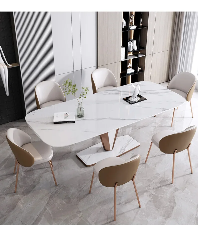 

ABCModern Simple High-end Imported Bright Light Luxury Rock Plate Rectangular Dining Table