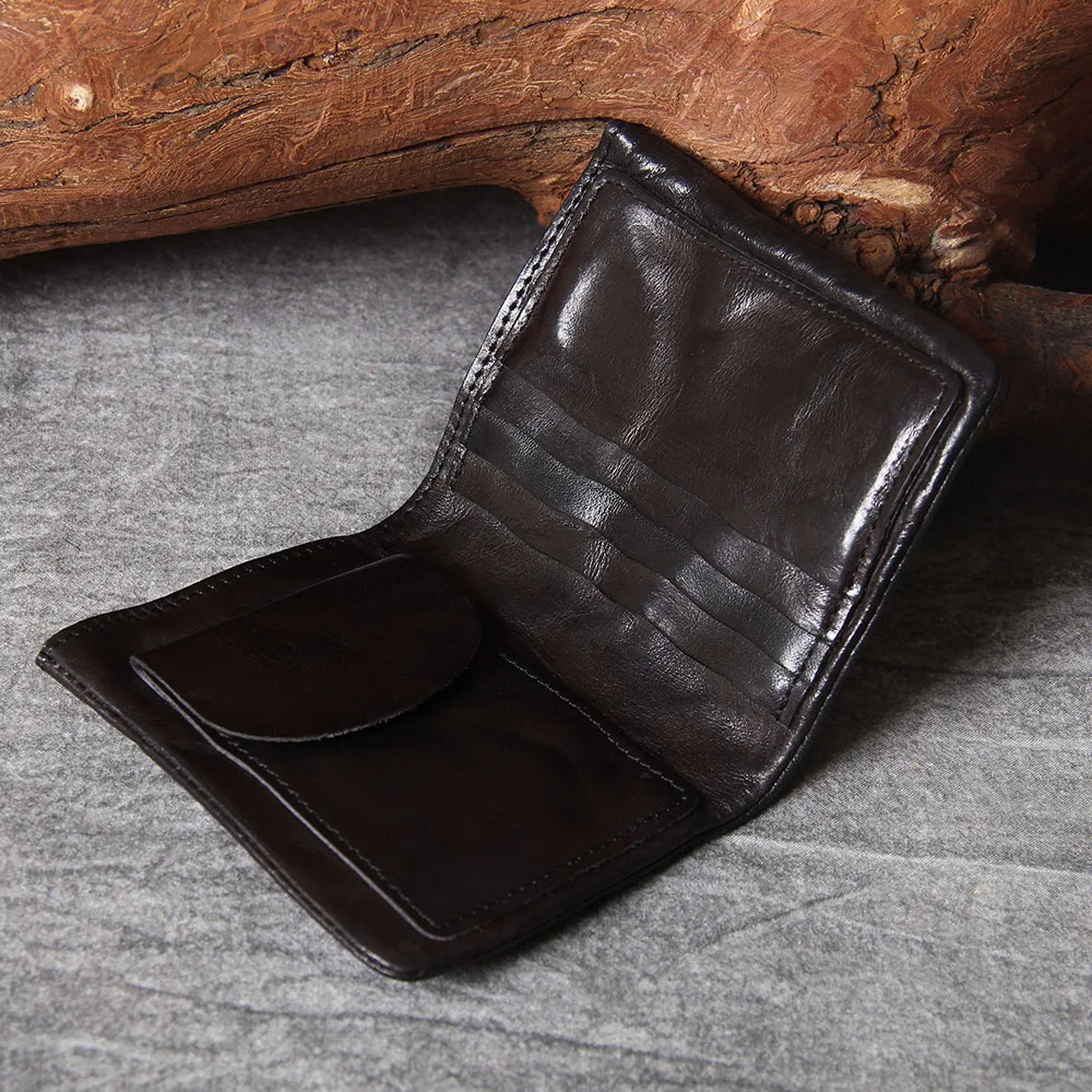 S.WORKER Vollnarbiges Rindsleder-Portemonnaie Vintage Slim Bifold Geldbörse für Herren Business – Detail 23