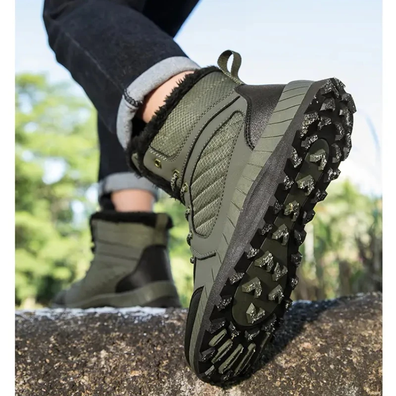 

Winter Men Snow Boots High Top Waterproof Ankle Boots Thickened Warm Snow Hiking Boots Outdoor Cotton Shoes Couples Sneakers Men