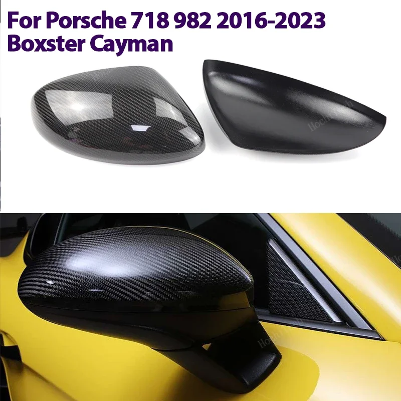 

Real Carbon Fiber Side Mirror cover Cap add-on overlay for Porsche 718 982 2016-2023 Boxster Cayman Add on Cap