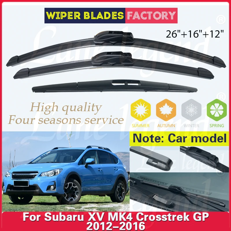 

Car Front Rear Wiper Blades For Subaru XV MK4 Crosstrek GP 2012 - 2016 Soft Rubber Windscreen Wipers Auto Windshield 26"+16"+12"