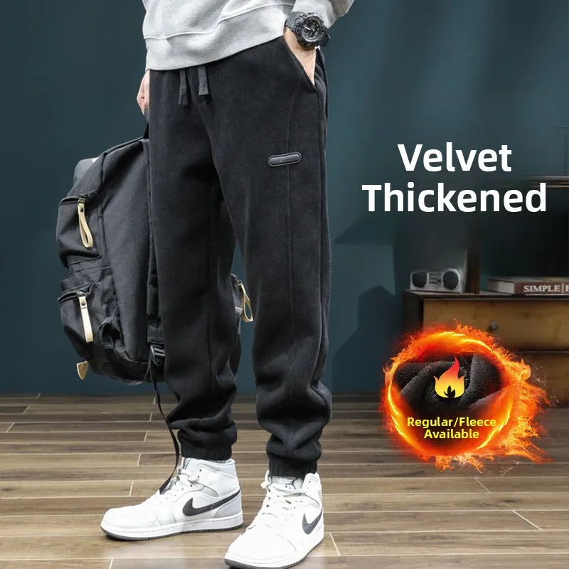 

Men's Corduroy Leisure Pants Thiened Fce Elastic Waist Strip Velvet Sports Pants Autumn Winter Wear Resistant Casual Tro...