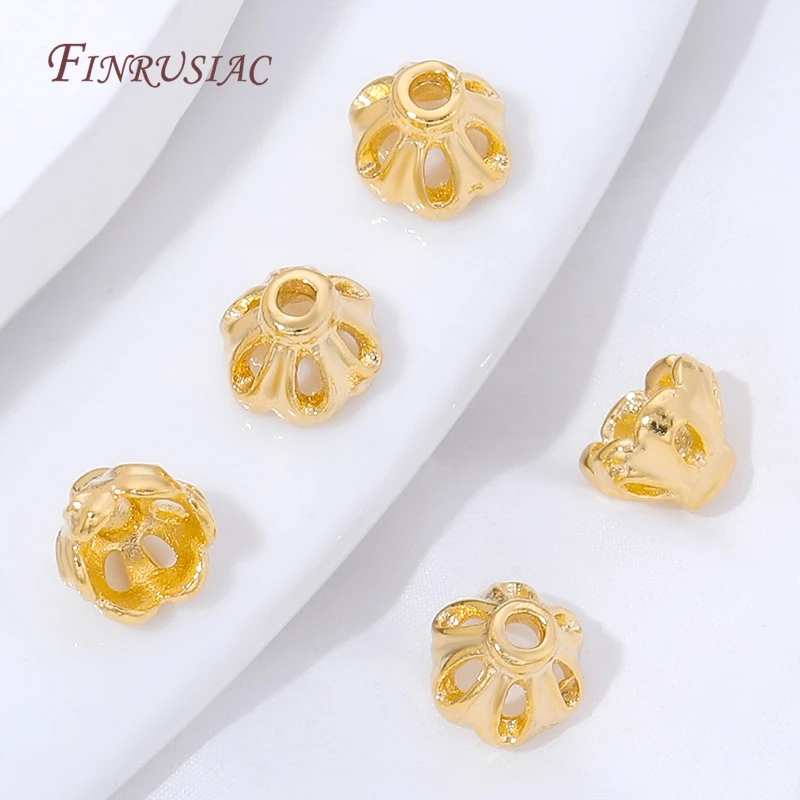 5/10Pcs 18K Gold Plated Flower Spacer Beads,Brass Bead Caps For DIY Bracelet Necklace Jewelry Beading Components image 5