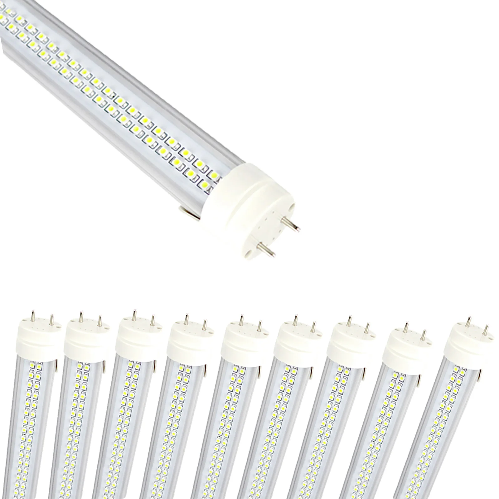 

10 шт./лот 2 фута 0,6 м 20 Вт 1800 лм T8 светодиодная лампа-трубка с одним светильником, потолочный светильник T8, светодиодная трубка с двойным чипом