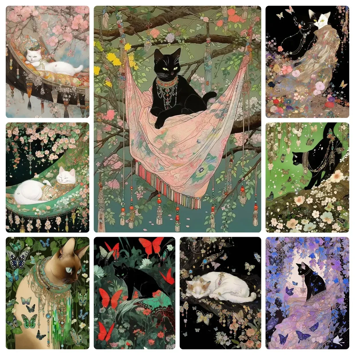 Jigsaw Puzzles Animal Black Cat Butterfly Flower DIY Adults Puzzle Games Family Fun Puzzles Educational Reative Gifts Home Decor
