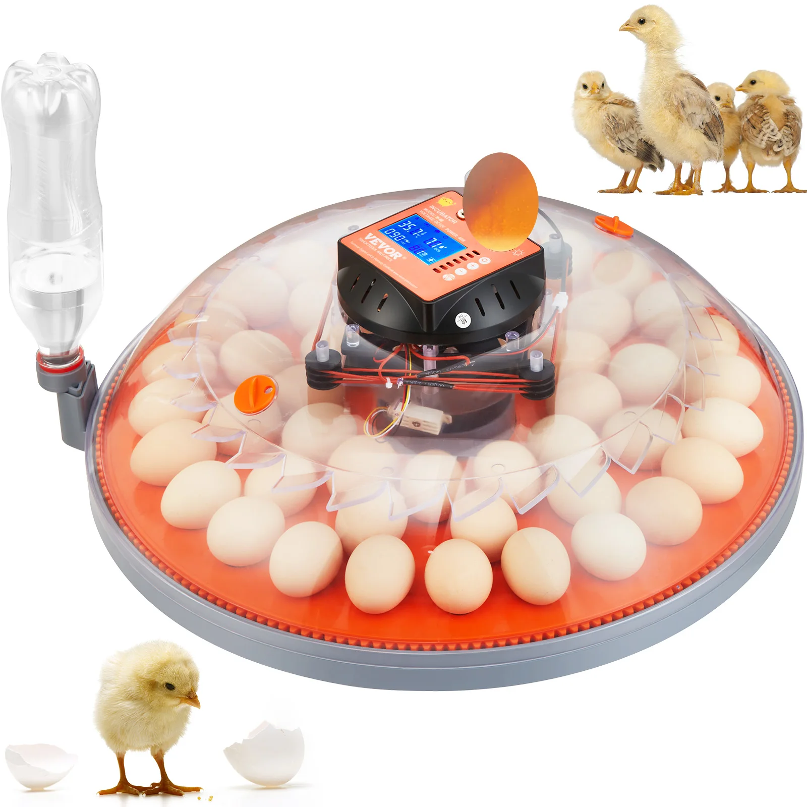 VEVOR-Incubadora Automática de Ovos com Exibição de Temperatura e Umidade, Egg Turner para Frango, Ovos para Chocar, 48 Ovos, 360 °