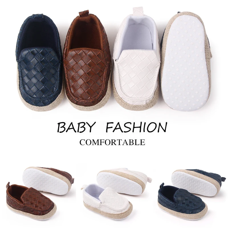 Baby Slip-on Prewalking Shoes for Toddler Boys 3 to 6 Month First Step Shoes Soft PU and Cotton Baby Walking Shoes