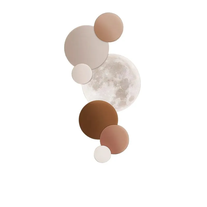 Modern Light Luxury Decorative Painting Vertical LED Wall Lamp Entryway Hallway Corridor Hanging Painting Moon Round Painting