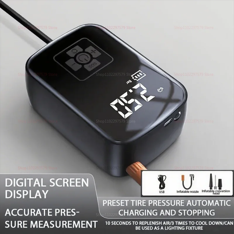 2025 Wireless Car Air Pump Portable Digital Tire Inflator Multi-Function Emergency Tool for Cars Bikes Other Inflatable Balls