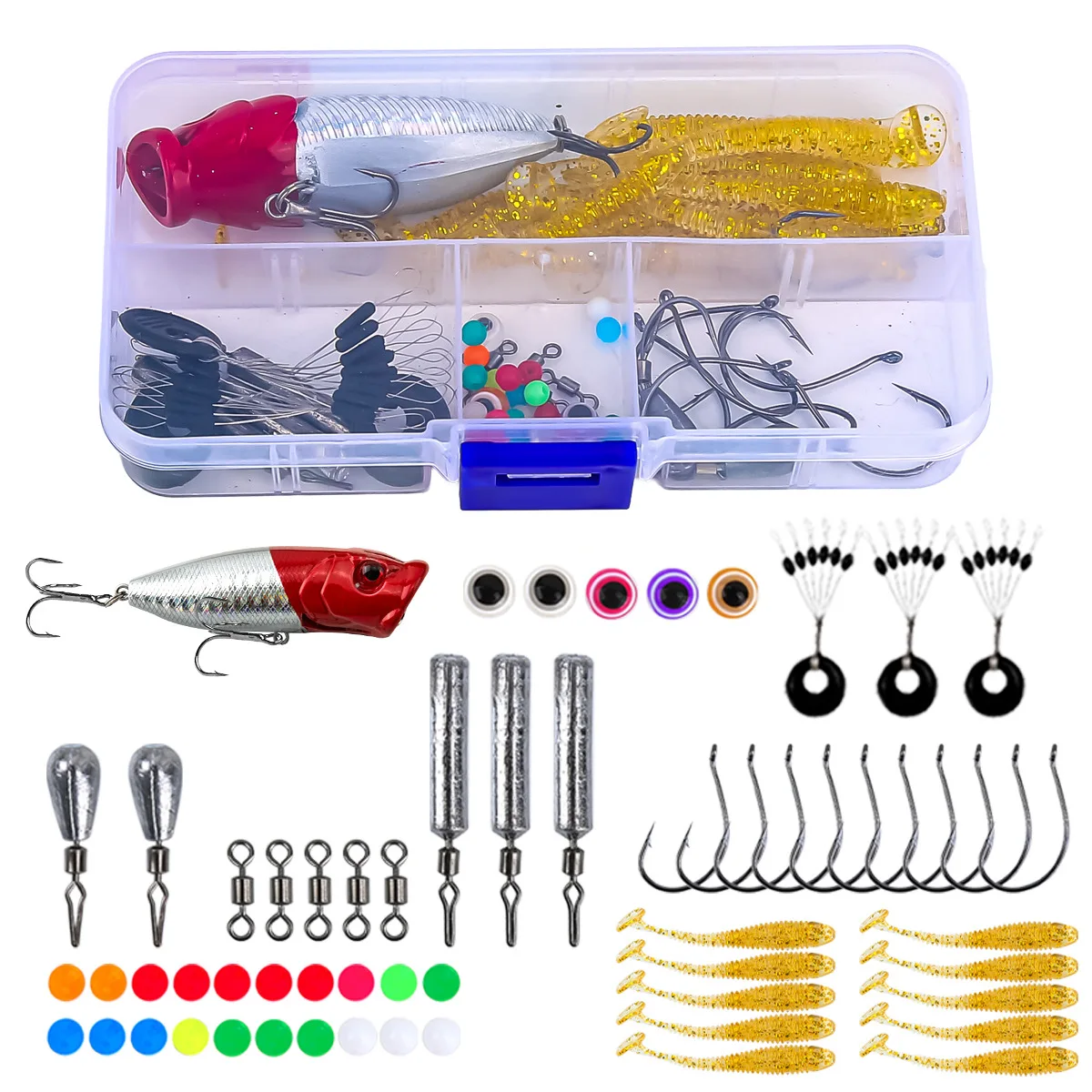 All-in-One Mixed Fishing Lure Set, Artificial Simulation Bait Combo Includes Metal Spoons, Soft Lures & Minnow Hard Baits