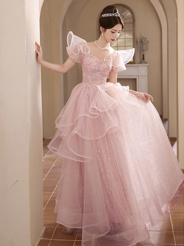 Vestido de Noite Rosa E para Mulheres, Estilo Coreano, com Estampa Floral, Cintura Média e Saia Longa, Ideal para Anfi...