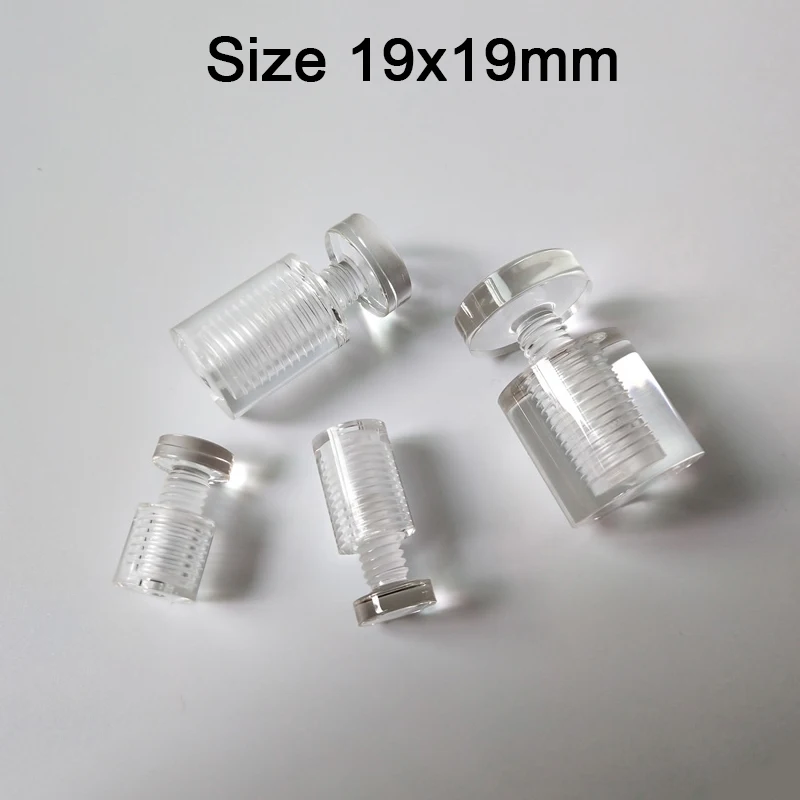 200PCS 19x19mm Transparent Acrylic Standoffs Pins Wall Sign Light box Billboard Glass Standoff Nails Support Advertising Screws