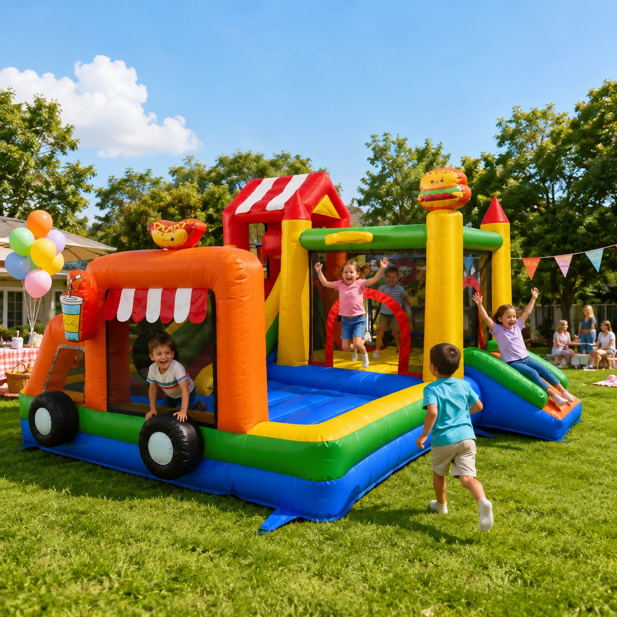 Home Use Inflatable Bounce House with Slide Kids Jumping Castle Combo Indoor Outdoor Playground for Backyard Garden
