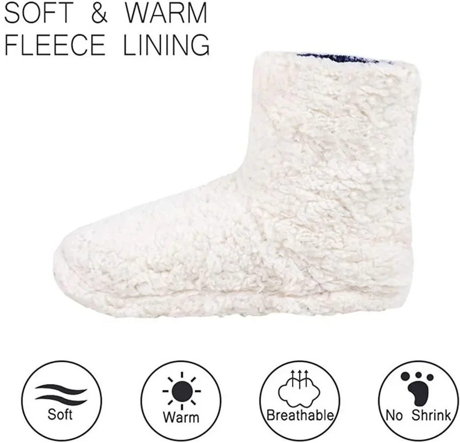 House Fluffy Slipper Womens Winter Warm Christmas Elk Fur Contton Plush Anti Skid Grip Sole Indoor Home Female Room Shoes Boots