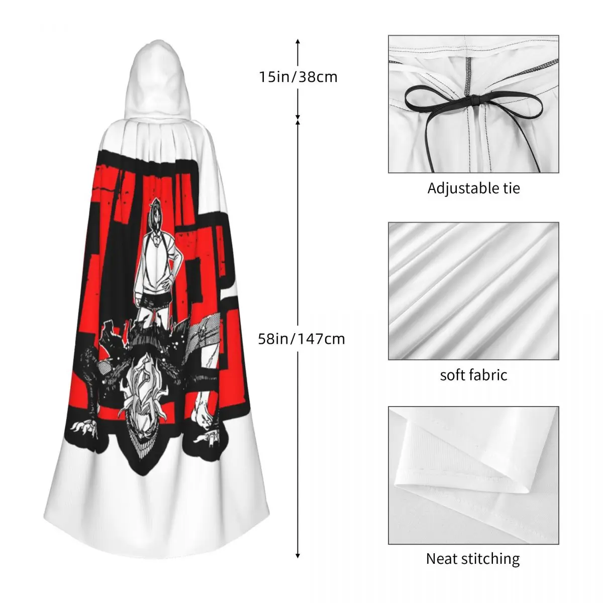 Dandadan Anime Manga Long Hooded Cloak Witch Medieval Costume Cosplay Cape HalloweenVampire Adult Unisex - view 4