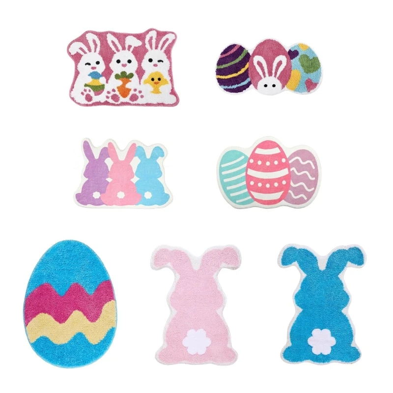 

Easter Floor Mat Rabbit Eggs Carpet Entrance Doormat Bedroom Bath Toilet Anti Slip Carpet Happy Easter dropshipping