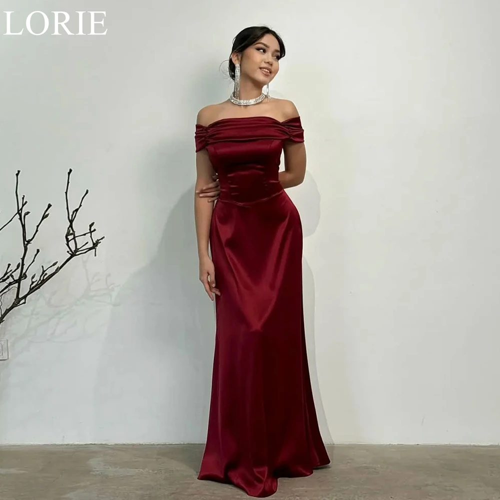 LORIE Elegant Burgundy Satin Bridesmaid Dresses One Shoulder Mermaid Draped Ribbon 2025 Wedding Party Prom Gowns Customized