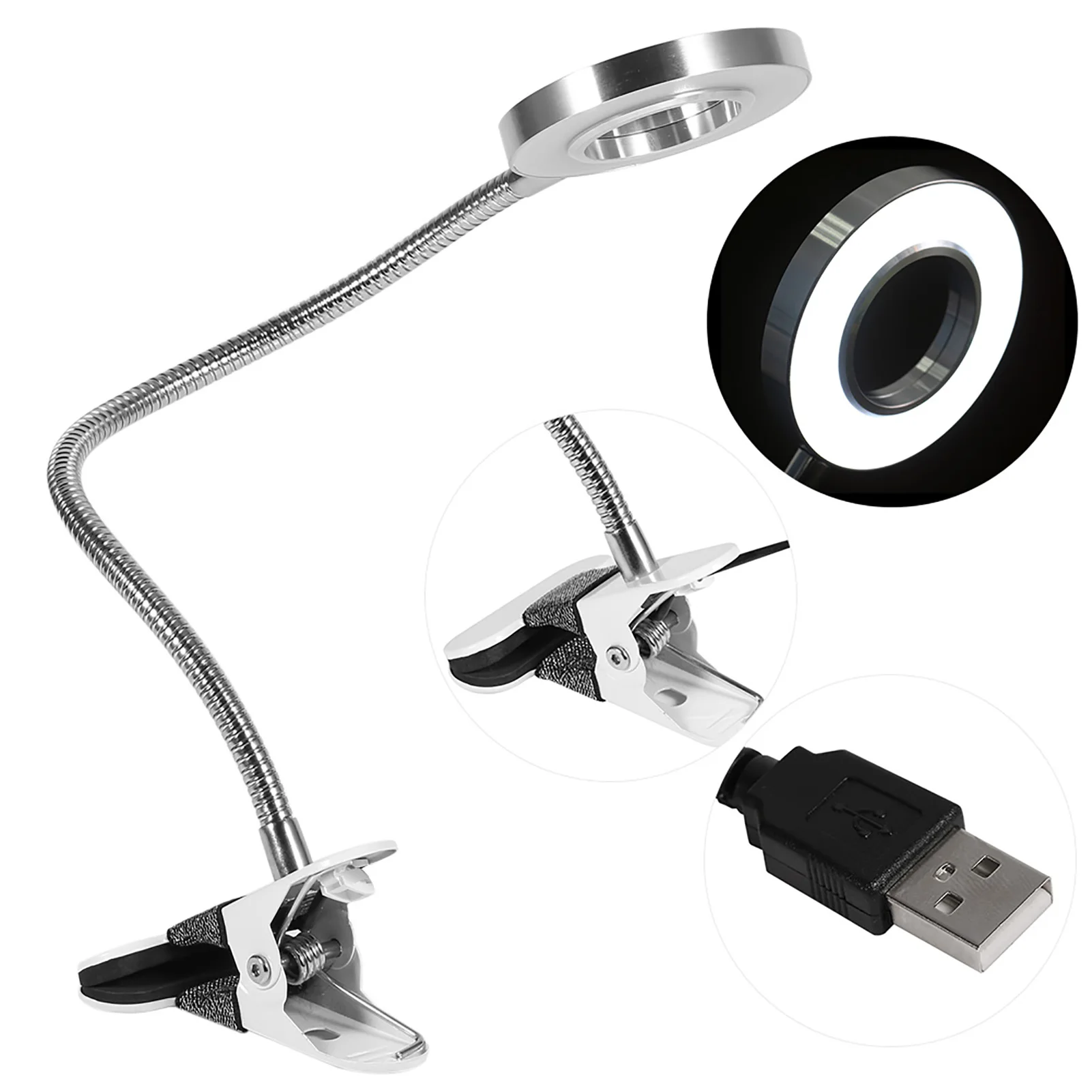 Lampe de bureau LED portable en continu pour tatouage et manucure, lumière froide, clip USB, accessoires de beauté