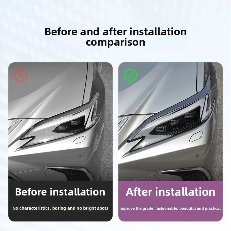 

Stainless Steel Car Front Headlight Eyebrow Trim Strips Car Exterior Accessories For Lexus ES ES200 ES260 ES300h 2018-2025
