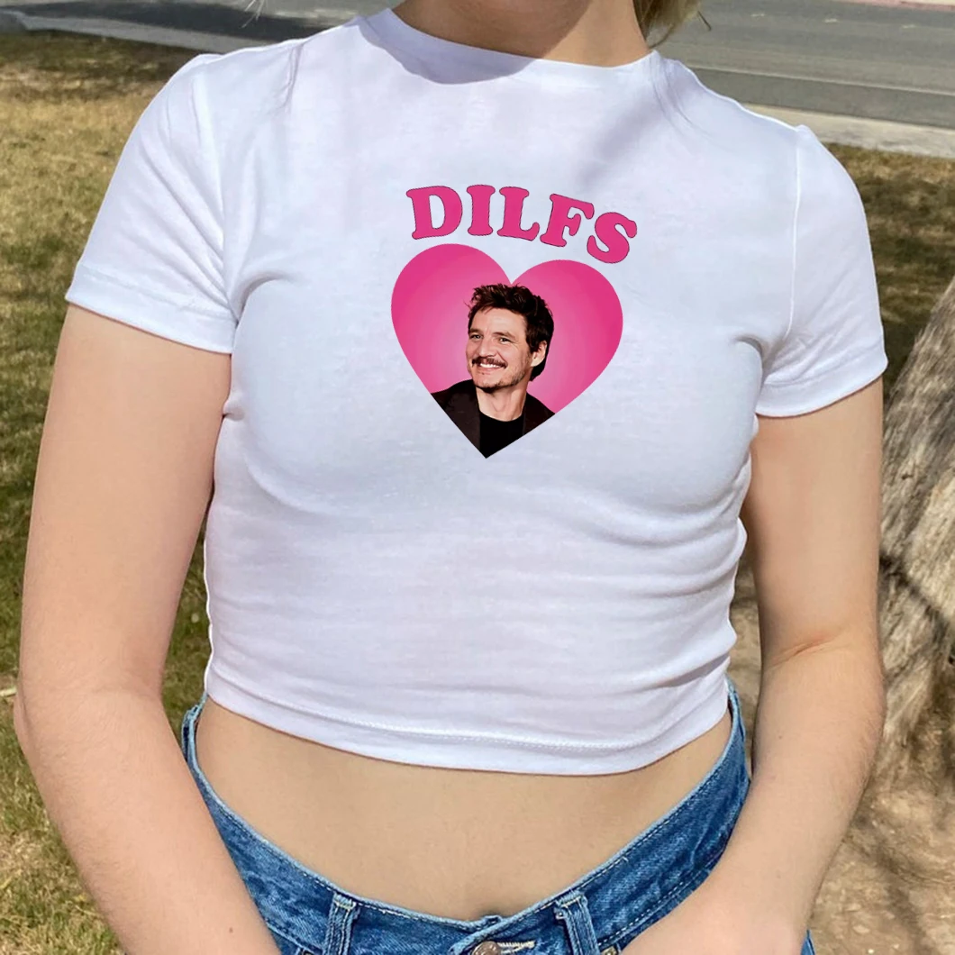 DILFS Pedro Pascal Crop Shirt Pedro Pascal I Love DILFS Graphic Tees Women's T-shirts Summer Baby Tee Streetwear Y2k Tops