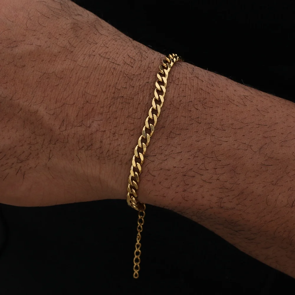 5mm Hip-Hop Edelstahl Basis-Kettenarmband, einfaches Herren-Kubakette-Schmuckstück, modisches Party-Accessoire – Detail 1