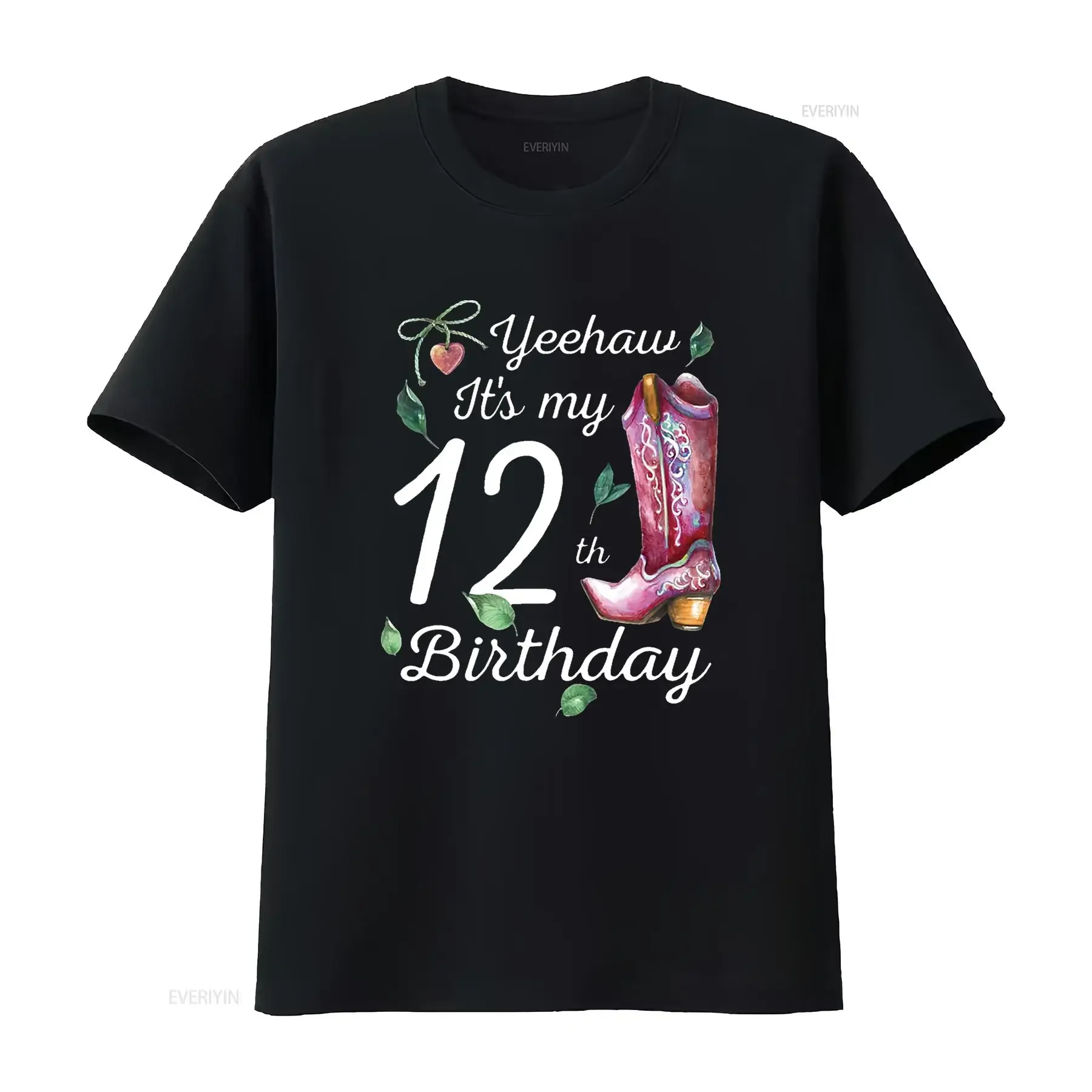 تي شيرت Yeehaw It My 12th Birthday 12 Year Old Country Cowgirl تي شيرت عتيق مغسول أوم متعدد الاستخدامات جرافيك موضة ممتدة غير رسمية