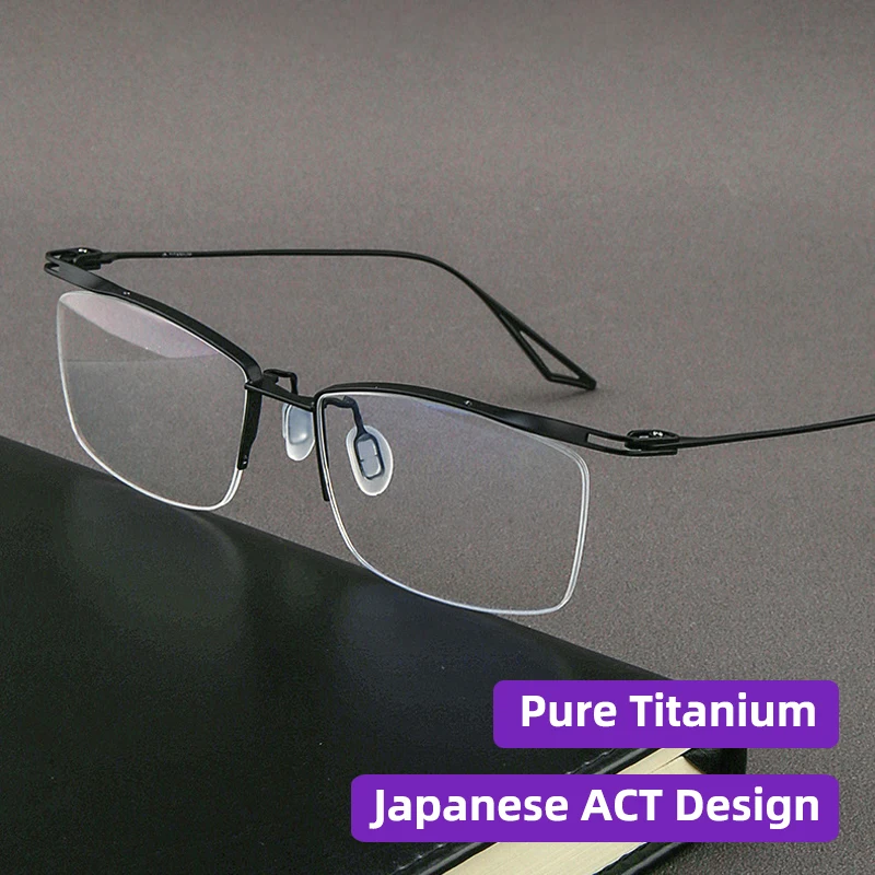 Japanese Brand Reproduction Half Rim Pure Titanium Glasses Men Business Half-Rim Square Frame Trend Ultra-light Eyeglasses