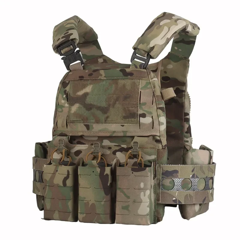Tactical Vest V5 Quick Release Plate Carrier with Triple Pouches Nylon Fabric Built in Splint Matting for Outdoor Training