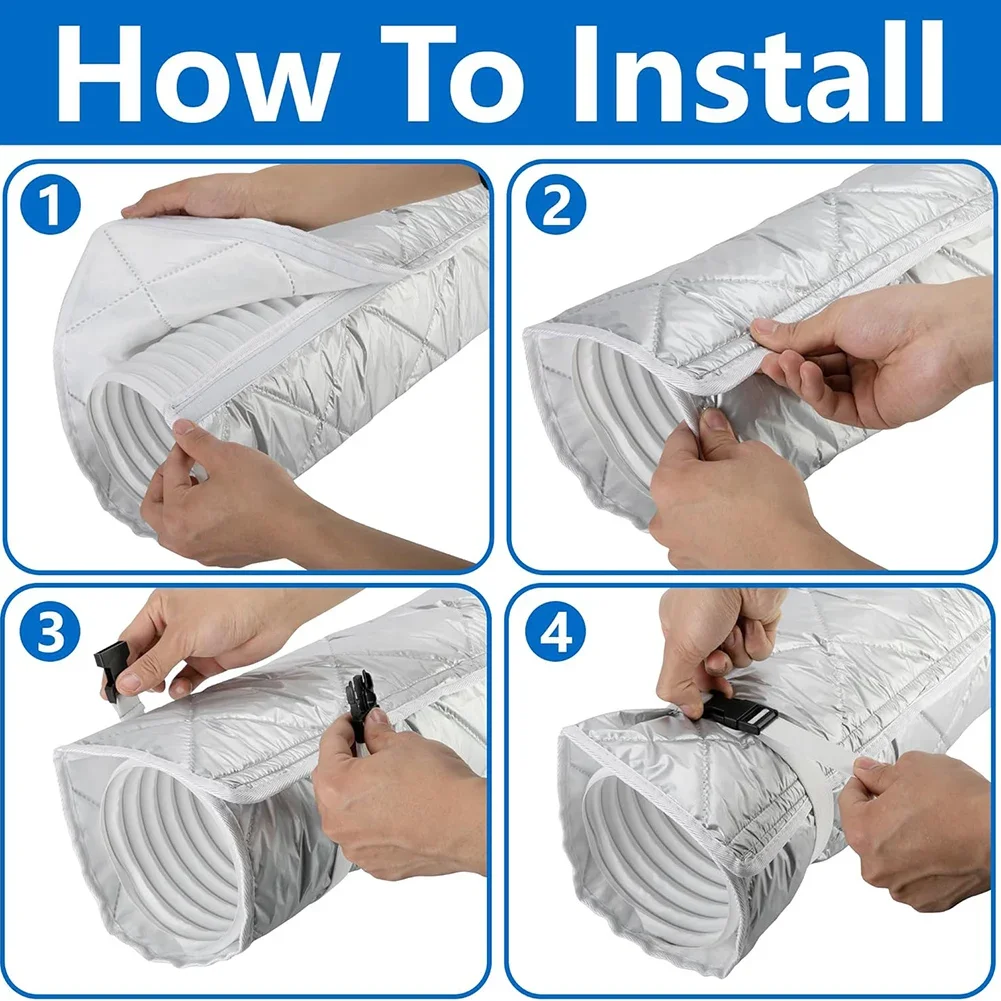 1 шт., защитная крышка для шланга кондиционера с 2 лентами для крепления, ткань Оксфорд, изолированная крышка для шланга переменного тока, детали инструментов