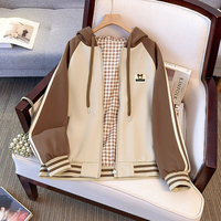 ITOOLIN New Korean Style Loose Sweatshirt Trendy Women's Hooded Open Cardigan Jacket reversible coat