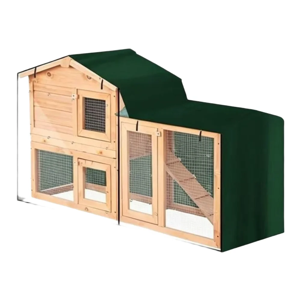 Waterproof Triangle Rabbit Hutch Dust Cover with Ventilated Airflow Sections and Transparent Observation Areas