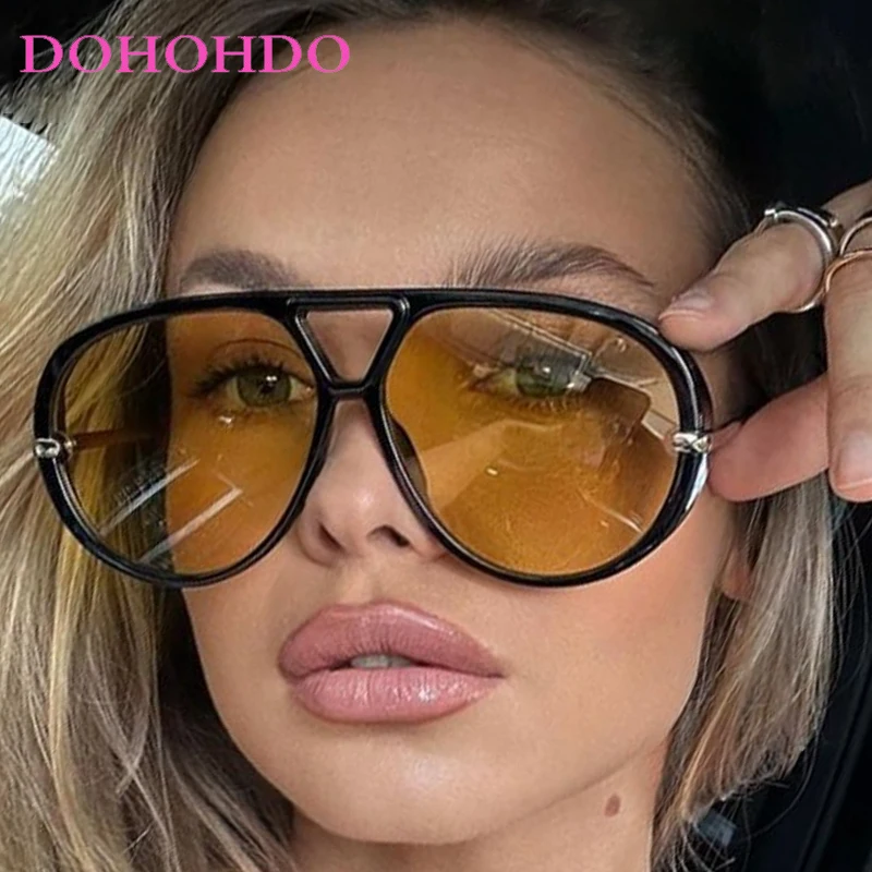 

Retro Oval Twin Bridge Pilot Sunglasses Women Fashion Luxury Designer Men Sunglass Outdoor Shade Driving Eyewear UV400 Lentes