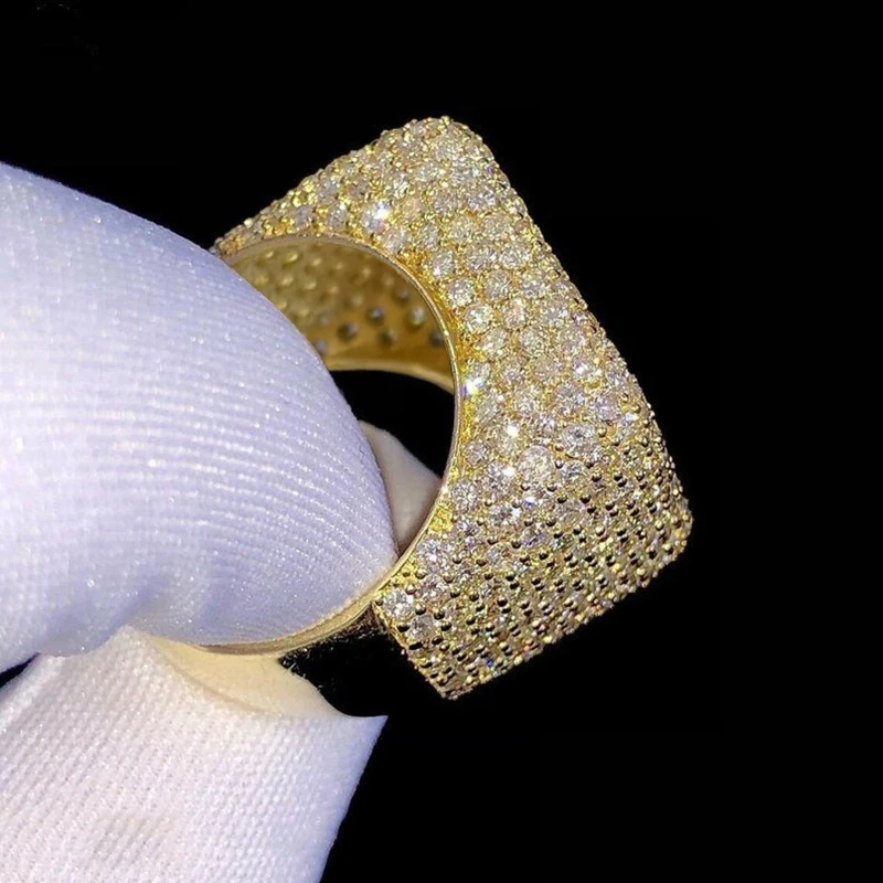 Huitan Quadratische Damenringe mit glänzendem Zirkonia für Hochzeit, Verlobung, Party, edle Luxus-Accessoires, Schmuck, Geschenk – Detail 2