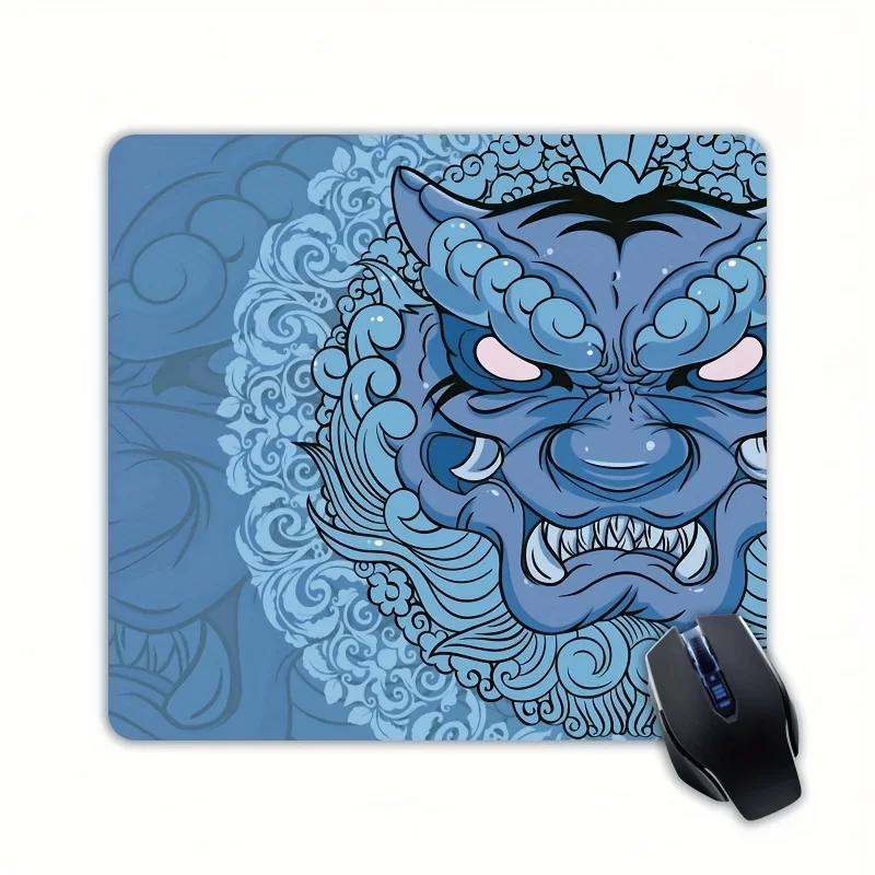 

Резиновый коврик для мыши Blue Dragon Lion, прямоугольный противоскользящий мини-игровой коврик для компьютеров и офисов, противоскользящий портативный настольный компьютер