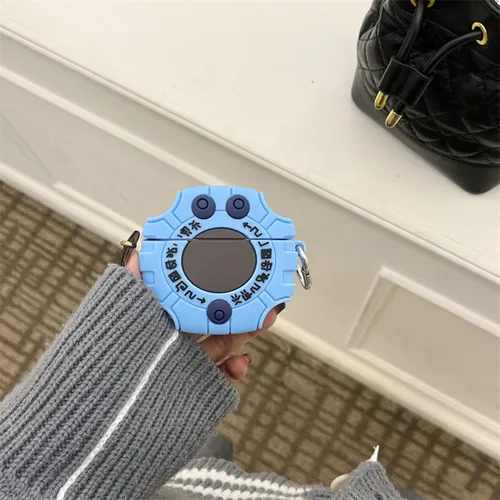 Funda para auriculares Sony WF-1000XM5/WF-1000XM4, funda protectora de silicona suave con bonito dibujo de Digimon Monster Digivice con llavero