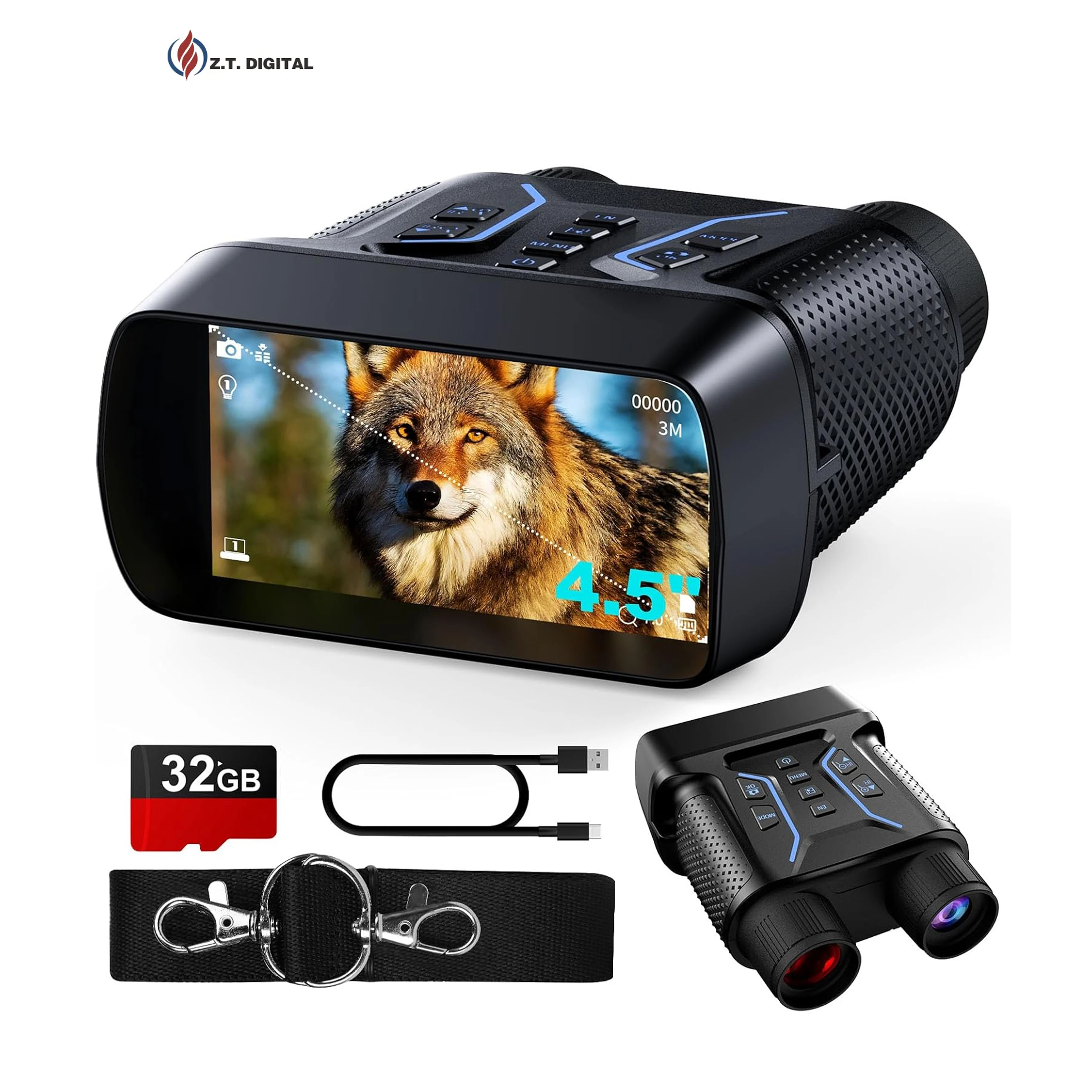 

Night Vision Goggles 4K UHD Video Infrared Night Vision Binoculars With 4.5 Inch Screen 4500mAh Rechargeable Battery