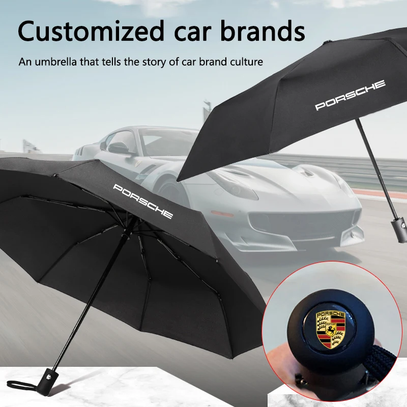 Car folding umbrella Portable automatic sunshade For Porsche Boxster Cayman Cayenne 911 Macan Panamera Auto Eemblems Accessories