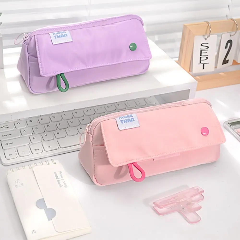 Double layer Macaron Pencil Case Cute Pen Pouch Large Capacity Pencil Bag Portable Durable Stationery Storage Bag School Office