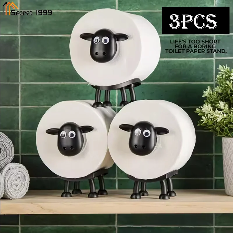 

3pcs New Chic Sheep Toilet Roll Holder Lovely Sheep Tissue Box Stackable For Home Bathroom Stackable Animal Tissue Organiser