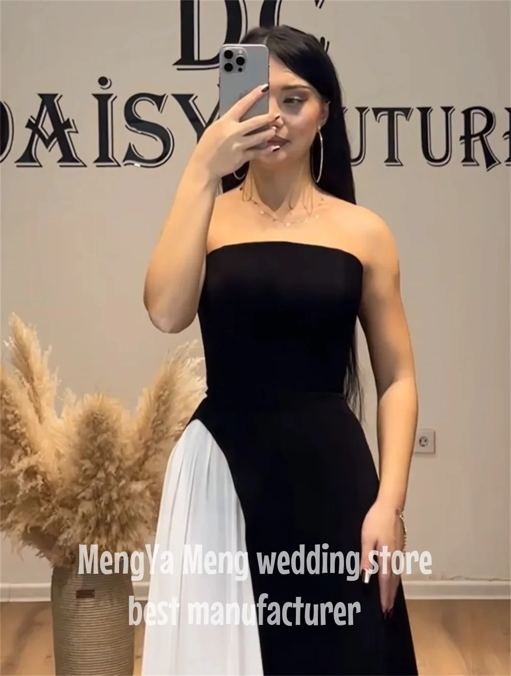 ZHUISHU Contrast Color Strapless Evening Dresses Black and White Women Party Dresses for Formal Occasion Prom Gown Customized