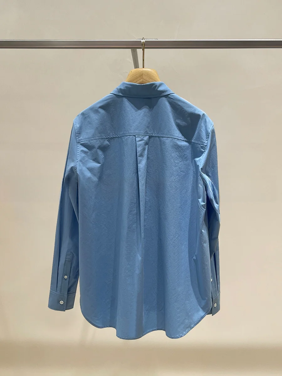 Pure Cotton Long Sve irt Spring 2025 New Arrival XiaoHe Commute Sle Straight Cut Simple Design Classic Collar Button up