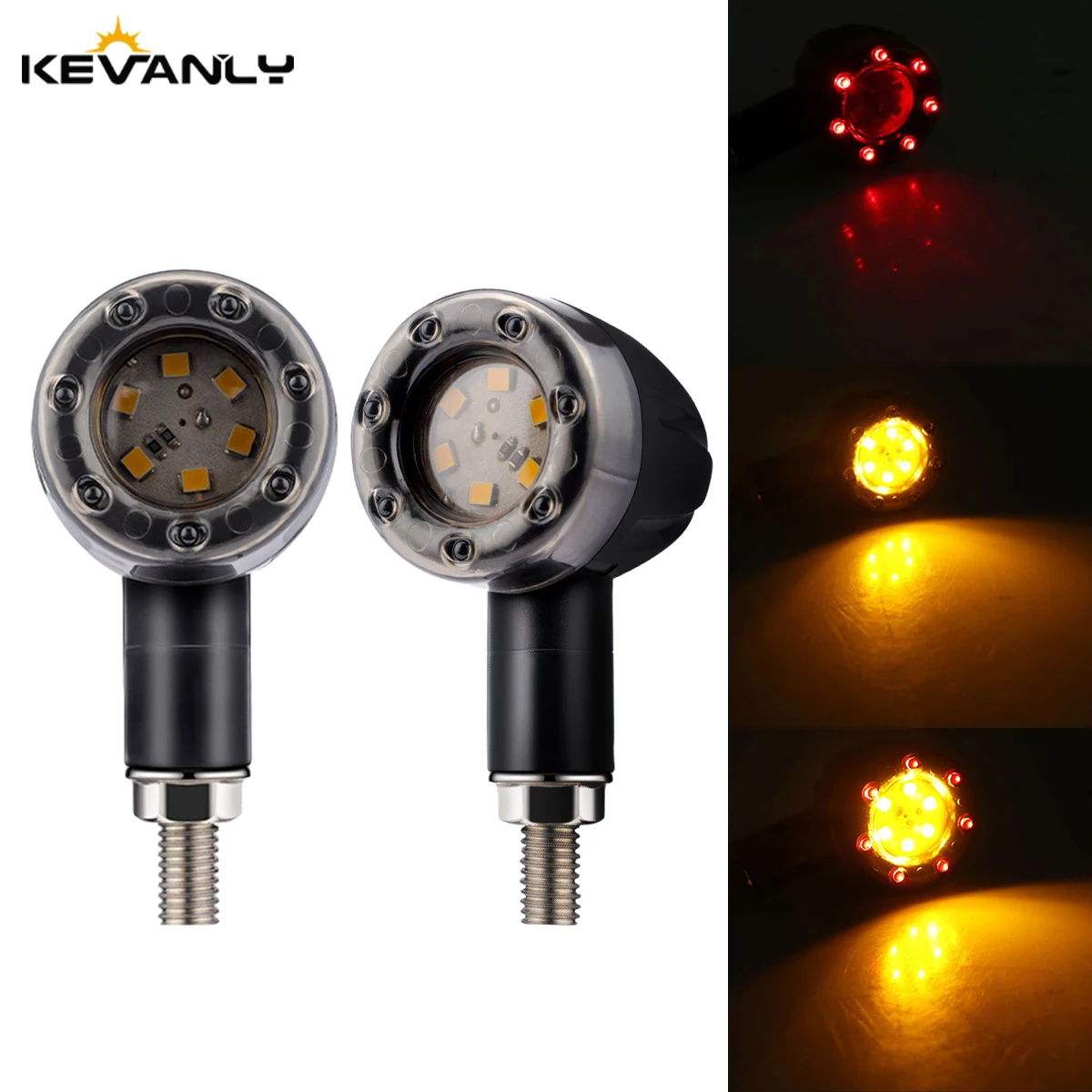 2Pcs Motorcycle Turn Signal Indicator 13 LED Flasher Red Amber Blinker Universal Motorbike Scooter Front/Rear Light For Yamaha