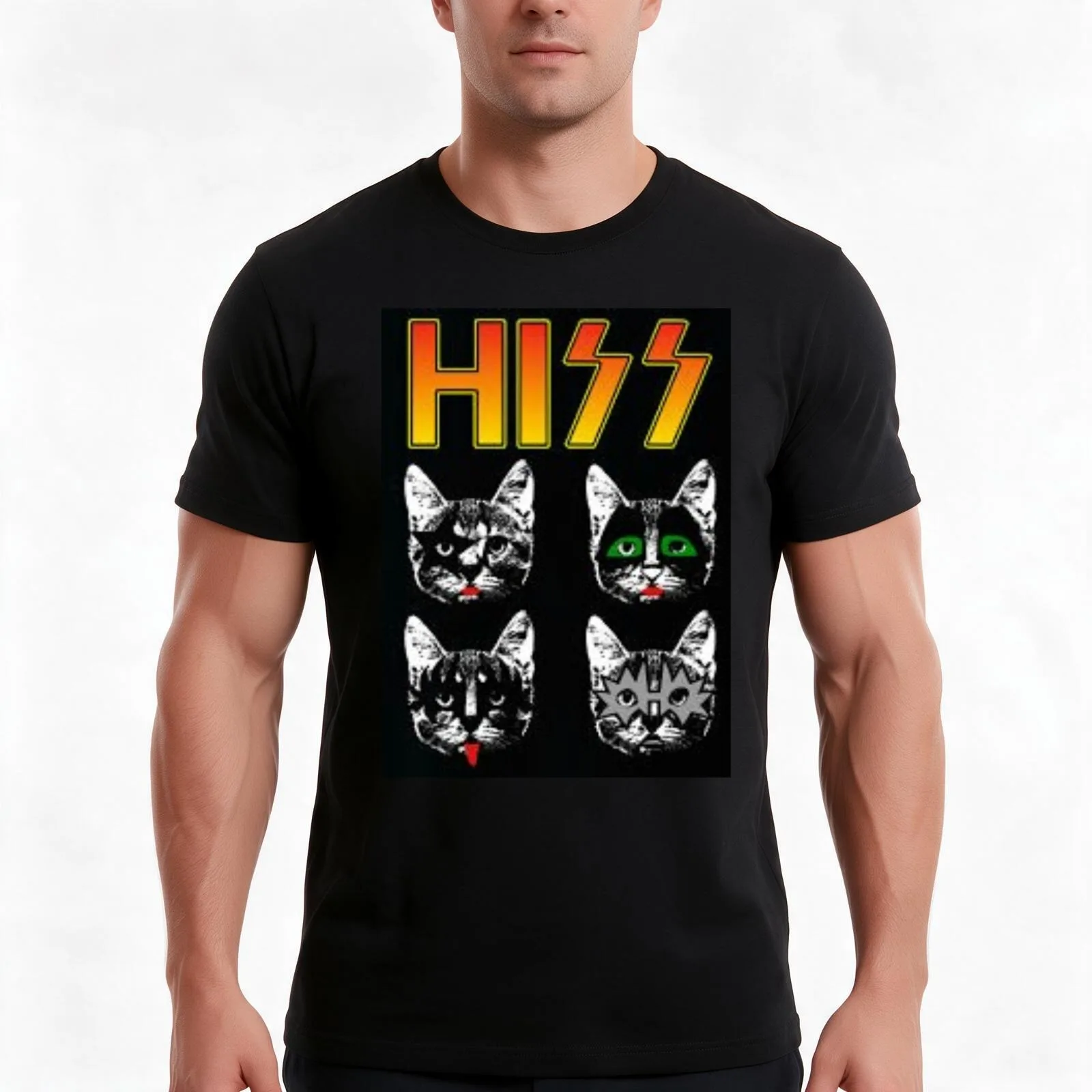 hiss T-Shirt, Summer Casual Cotton Tee, Oversized Streetwear Tops, Vintage Graphic Print, Loose Fit Short Sleeve, 100% Cotton