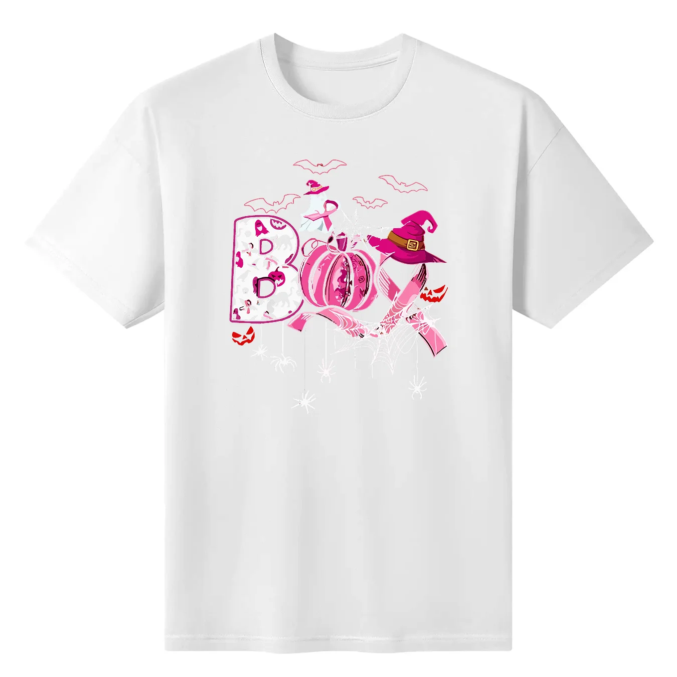 

Funny Boo Pumpkin Witch Pink Ribbon Breast Cancer Halloween T-Shirt Thanksgiving Day Gifts Breast Cancer Warrior Graphic Tee Top