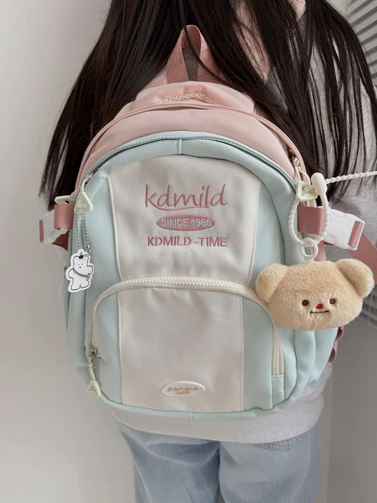 Large Capaci Bapa for Women College Students Japanese Sle Retro Color Blo Middle School Versatile Double oulder Bag