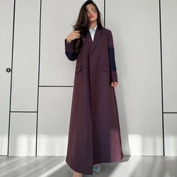 Giacca da donna moda doppio petto scialle bavero giacca lunga 1 pezzo giacca lusso Dubai musulmano abaya capispalla abbigliamento donna