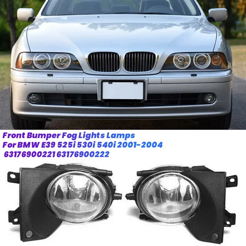 1Pair Front Bumper Fog Lights Replacement Clear Fog Lamps For BMW E39 525I 530I 540I 2001-2004 63176900221 63176900222