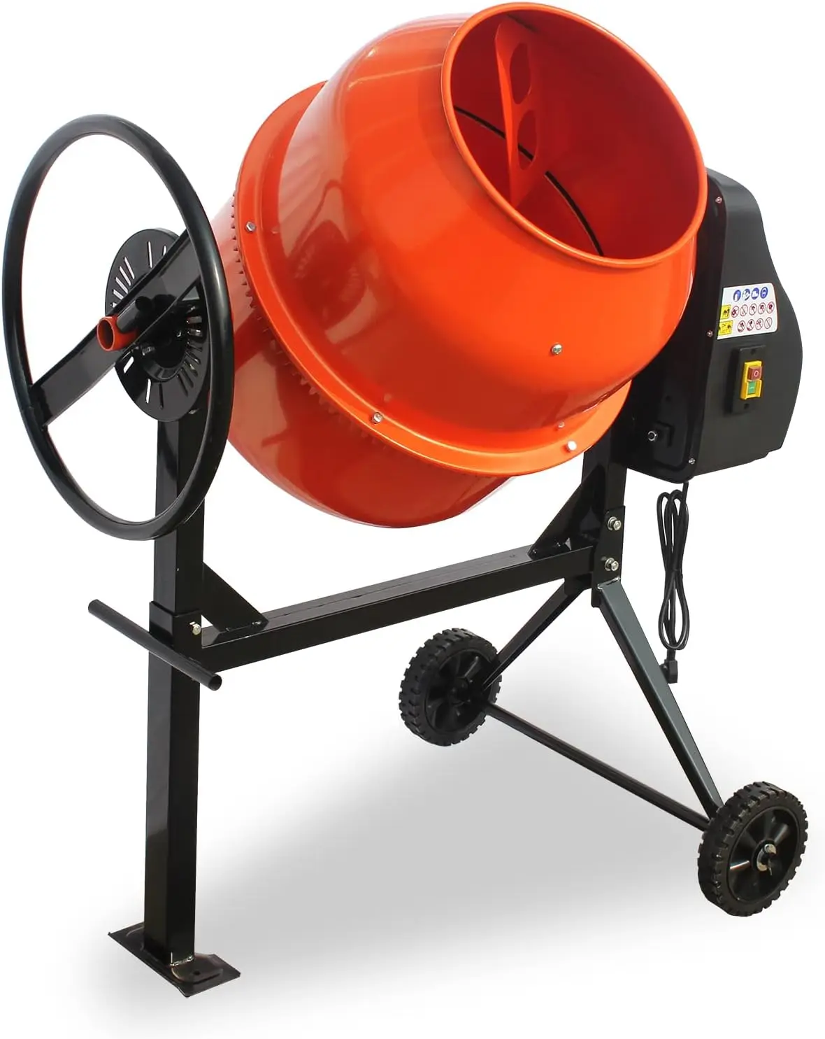 4.2 Cu Ft Electric Concrete Mixer Portable Cement Mixing Machine For Stucco, Mortar Seeds With Wheel And Stand