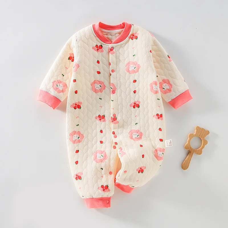 الخريف الشتاء الطفل السروال القصير القطن مبطن كم طويل الزي الدافئ الكرتون تصميم ملابس الرضع لحديثي الولادة بنين بنات المتسكعون #1