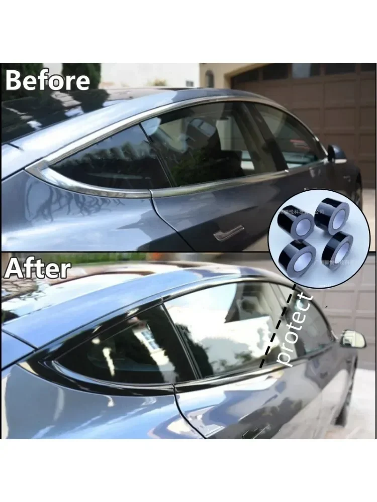 Bande d'enveloppe en vinyle noir brillant, 3/5/7/10 cm, feuille d'enveloppe de voiture pour garniture de fenêtre, Film de Protection de porte